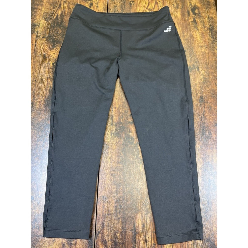 BCG Tru-Wick Black Leggings Yoga Pants Women's Medium Woven Side Leg NICE